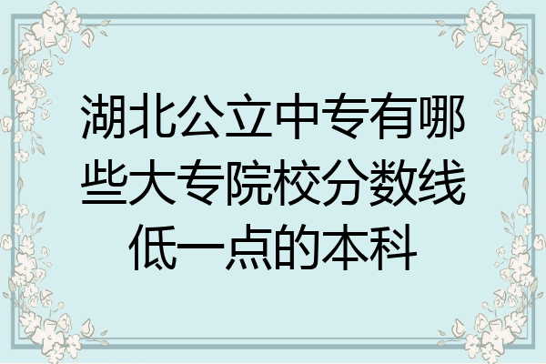 湖北公立中专有哪些大专院校分数线低一点的本科