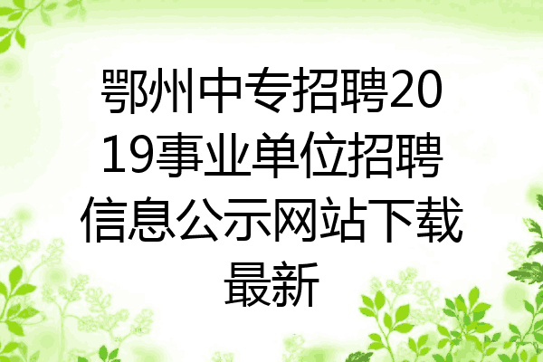 鄂州中专招聘2019事业单位招聘信息公示网站下载最新