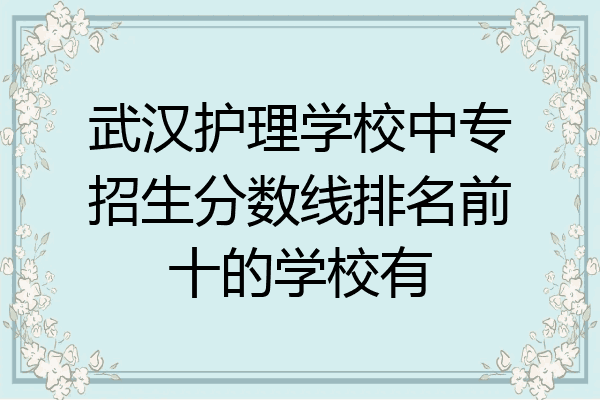 武汉护理学校中专招生分数线排名前十的学校有
