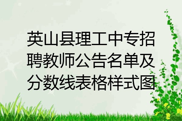 英山县理工中专招聘教师公告名单及分数线表格样式图