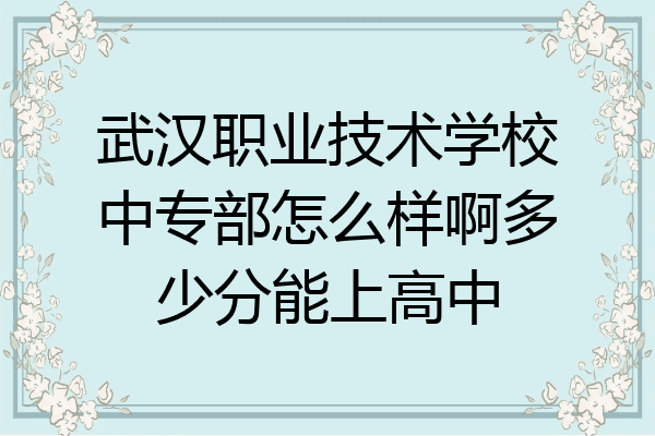 武汉职业技术学校中专部怎么样啊多少分能上高中