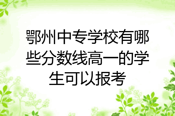 鄂州中专学校有哪些分数线高一的学生可以报考