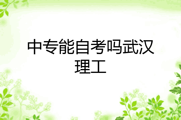 中专能自考吗武汉理工