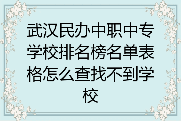 武汉民办中职中专学校排名榜名单表格怎么查找不到学校