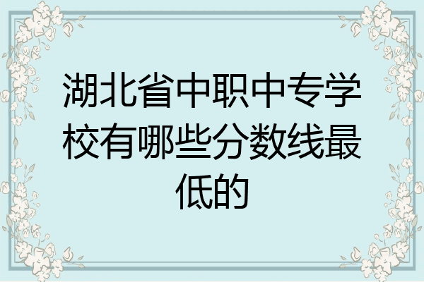 湖北省中职中专学校有哪些分数线最低的
