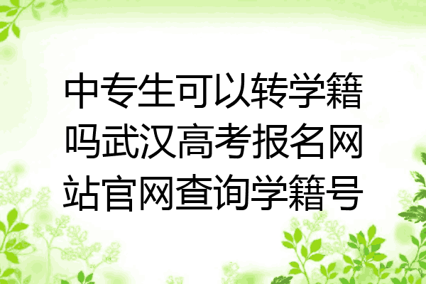 中专生可以转学籍吗武汉高考报名网站官网查询学籍号