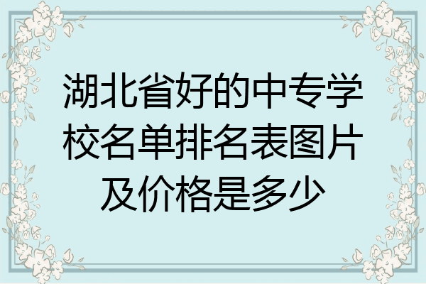 湖北省好的中专学校名单排名表图片及价格是多少