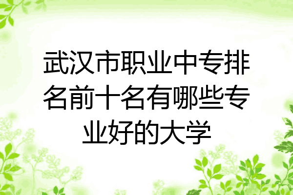 武汉市职业中专排名前十名有哪些专业好的大学