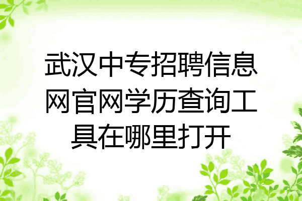武汉中专招聘信息网官网学历查询工具在哪里打开