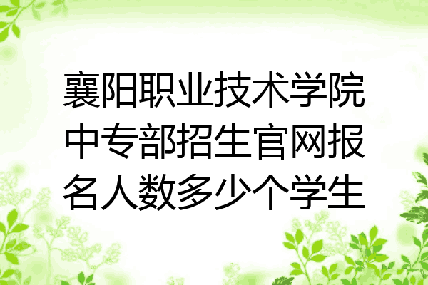 襄阳职业技术学院中专部招生官网报名人数多少个学生