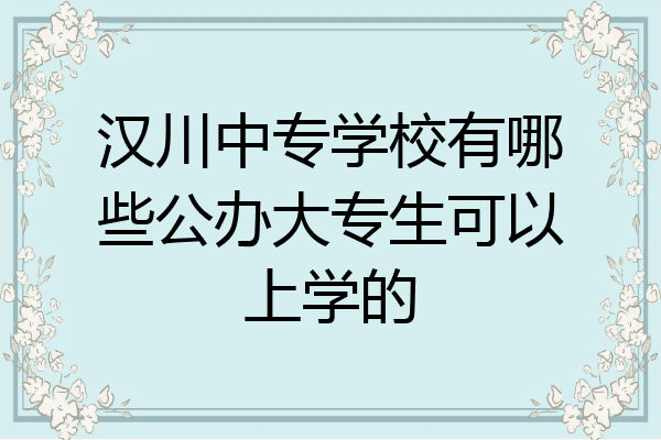 汉川中专学校有哪些公办大专生可以上学的