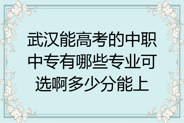 武汉能高考的中职中专有哪些专业可选啊多少分能上