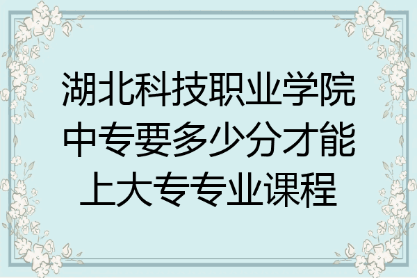 湖北科技职业学院中专要多少分才能上大专专业课程