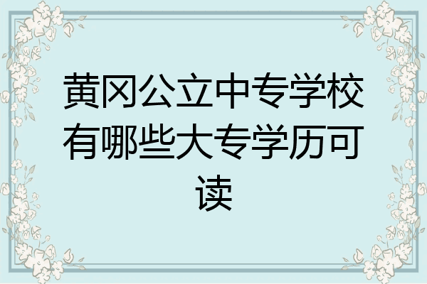 黄冈公立中专学校有哪些大专学历可读