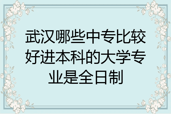 武汉哪些中专比较好进本科的大学专业是全日制