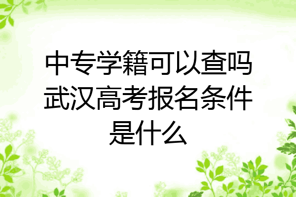 中专学籍可以查吗武汉高考报名条件是什么