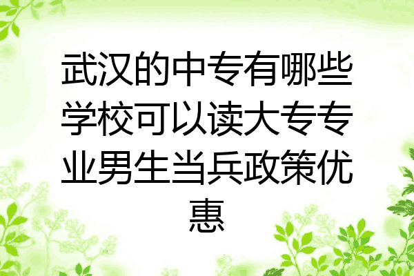 武汉的中专有哪些学校可以读大专专业男生当兵政策优惠