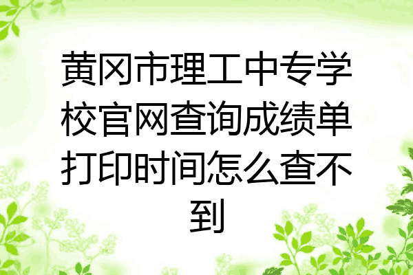 黄冈市理工中专学校官网查询成绩单打印时间怎么查不到
