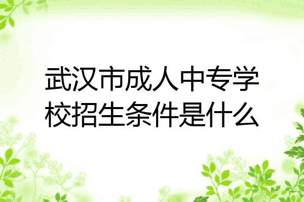 武汉市成人中专学校招生条件是什么