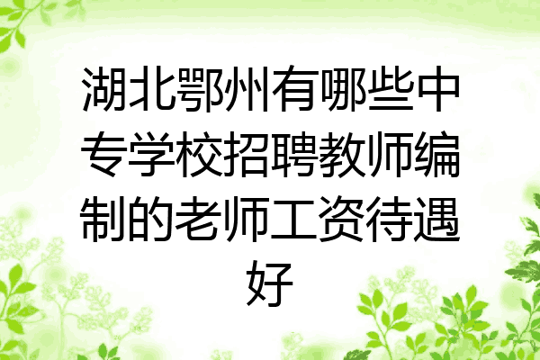 湖北鄂州有哪些中专学校招聘教师编制的老师工资待遇好