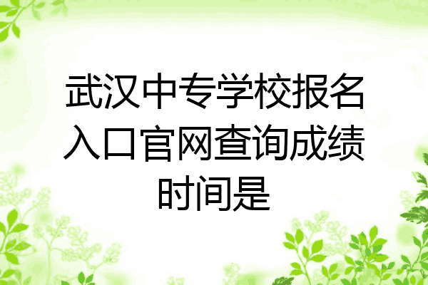 武汉中专学校报名入口官网查询成绩时间是