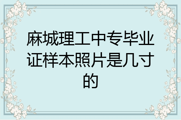 麻城理工中专毕业证样本照片是几寸的