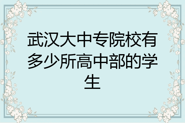 武汉大中专院校有多少所高中部的学生