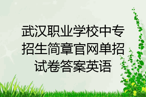 武汉职业学校中专招生简章官网单招试卷答案英语