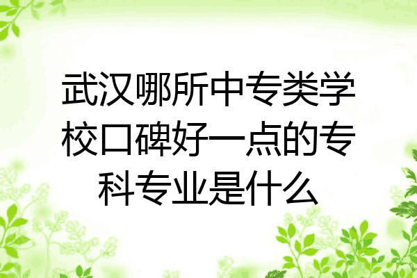 武汉哪所中专类学校口碑好一点的专科专业是什么