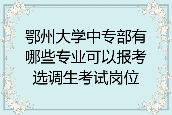 鄂州大学中专部有哪些专业可以报考选调生考试岗位