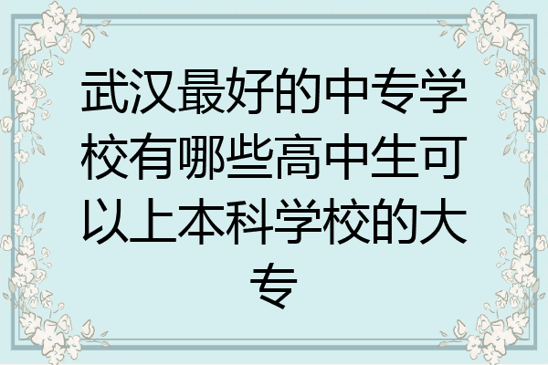 武汉最好的中专学校有哪些高中生可以上本科学校的大专