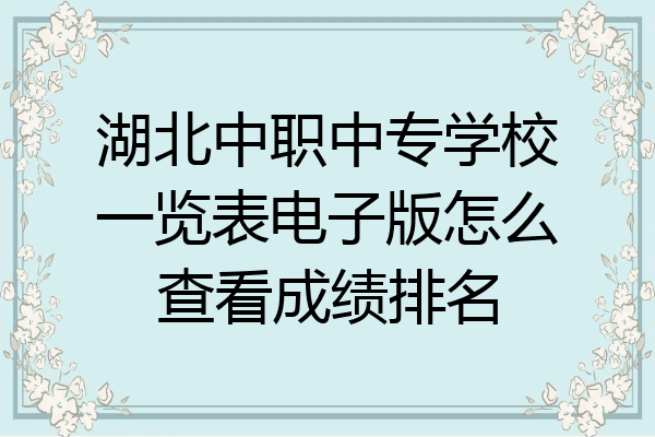 湖北中职中专学校一览表电子版怎么查看成绩排名