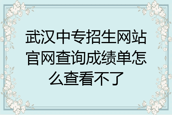 武汉中专招生网站官网查询成绩单怎么查看不了