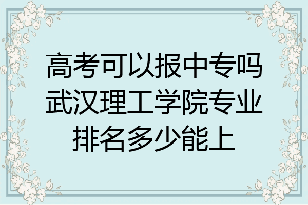 高考可以报中专吗武汉理工学院专业排名多少能上