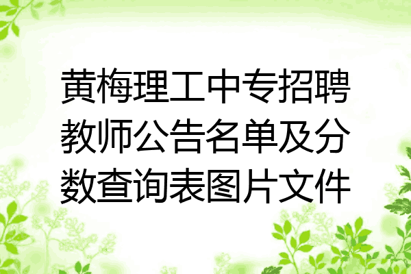 黄梅理工中专招聘教师公告名单及分数查询表图片文件