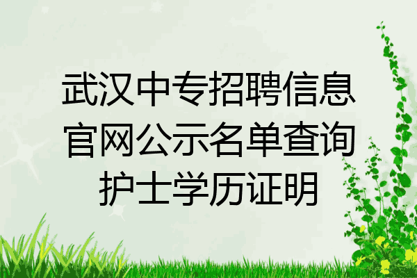 武汉中专招聘信息官网公示名单查询护士学历证明