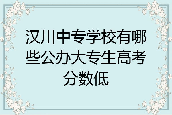 汉川中专学校有哪些公办大专生高考分数低