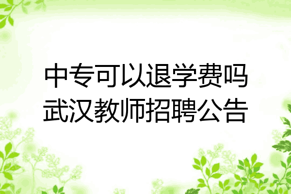 中专可以退学费吗武汉教师招聘公告