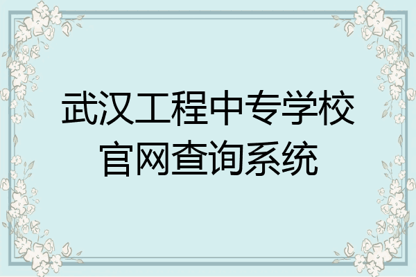 武汉工程中专学校官网查询系统