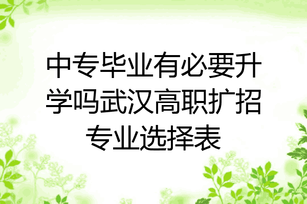 中专毕业有必要升学吗武汉高职扩招专业选择表