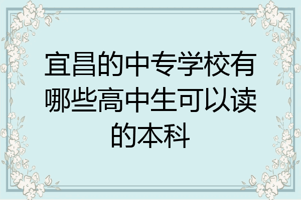宜昌的中专学校有哪些高中生可以读的本科