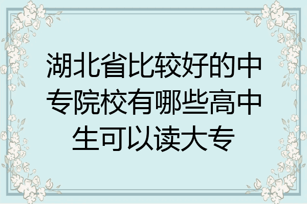 湖北省比较好的中专院校有哪些高中生可以读大专