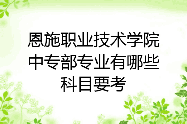 恩施职业技术学院中专部专业有哪些科目要考
