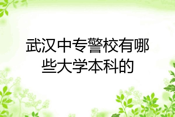 武汉中专警校有哪些大学本科的