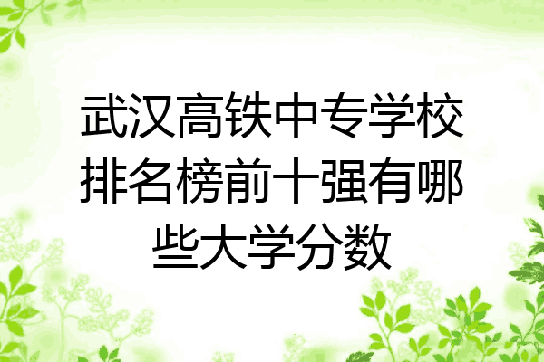 武汉高铁中专学校排名榜前十强有哪些大学分数