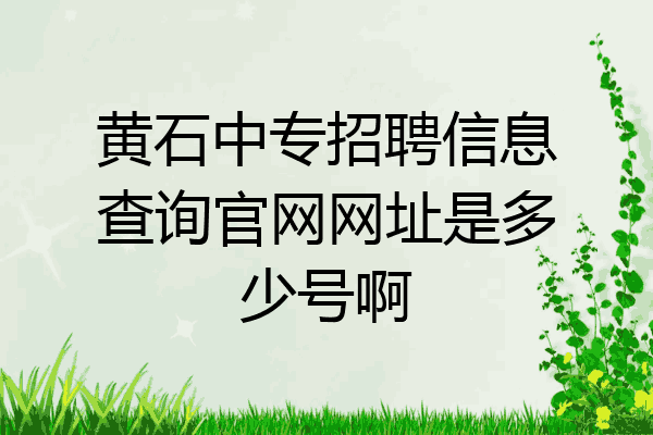 黄石中专招聘信息查询官网网址是多少号啊