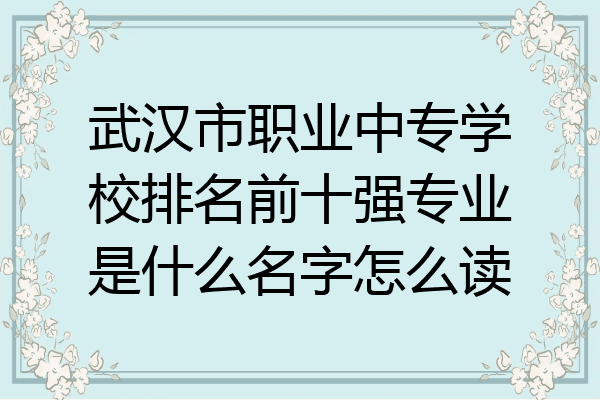 武汉市职业中专学校排名前十强专业是什么名字怎么读
