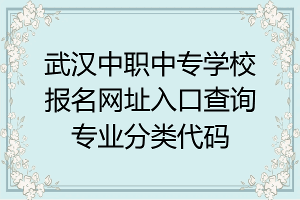 武汉中职中专学校报名网址入口查询专业分类代码