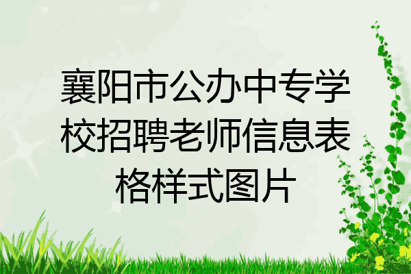 襄阳市公办中专学校招聘老师信息表格样式图片