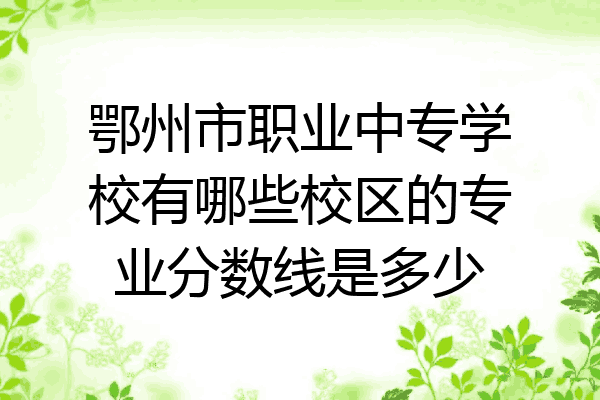 鄂州市职业中专学校有哪些校区的专业分数线是多少